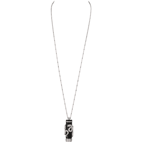 High Jewelry visible hour serpent décor pendant watch