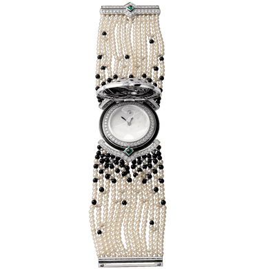 High Jewelry watch (Small model 18K white gold diamonds pearls onyx emeralds)